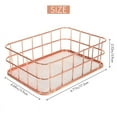 thumbnail image 3 of Desktop Metal Storage Basket Box Iron Grid Tray Net Bins Rose Gold Fruit, 3 of 7