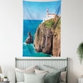 thumbnail image 3 of Lighthouse Decor Wall Hanging Tapestry, Daytime at Rocky Lighthouse Shore Seaside Rocks Building Cliff Sunny Day Clear Bright Sky, Bedroom Living Room Dorm Accessories, 40 X 60 Inches, by Ambesonne, 3 of 5