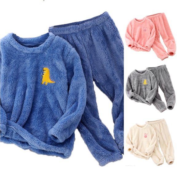 Toddler Kids Boys Girls Winter Long Sleeve Cartoon Prints Tops Pants 2PCS Outfits Clothes Set