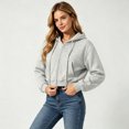 thumbnail image 4 of Womens Cropped Zip Up Hoodie Y2K Long Sleeve Sweatshirt Casual Loose Fit Jacket Beige S, 4 of 7