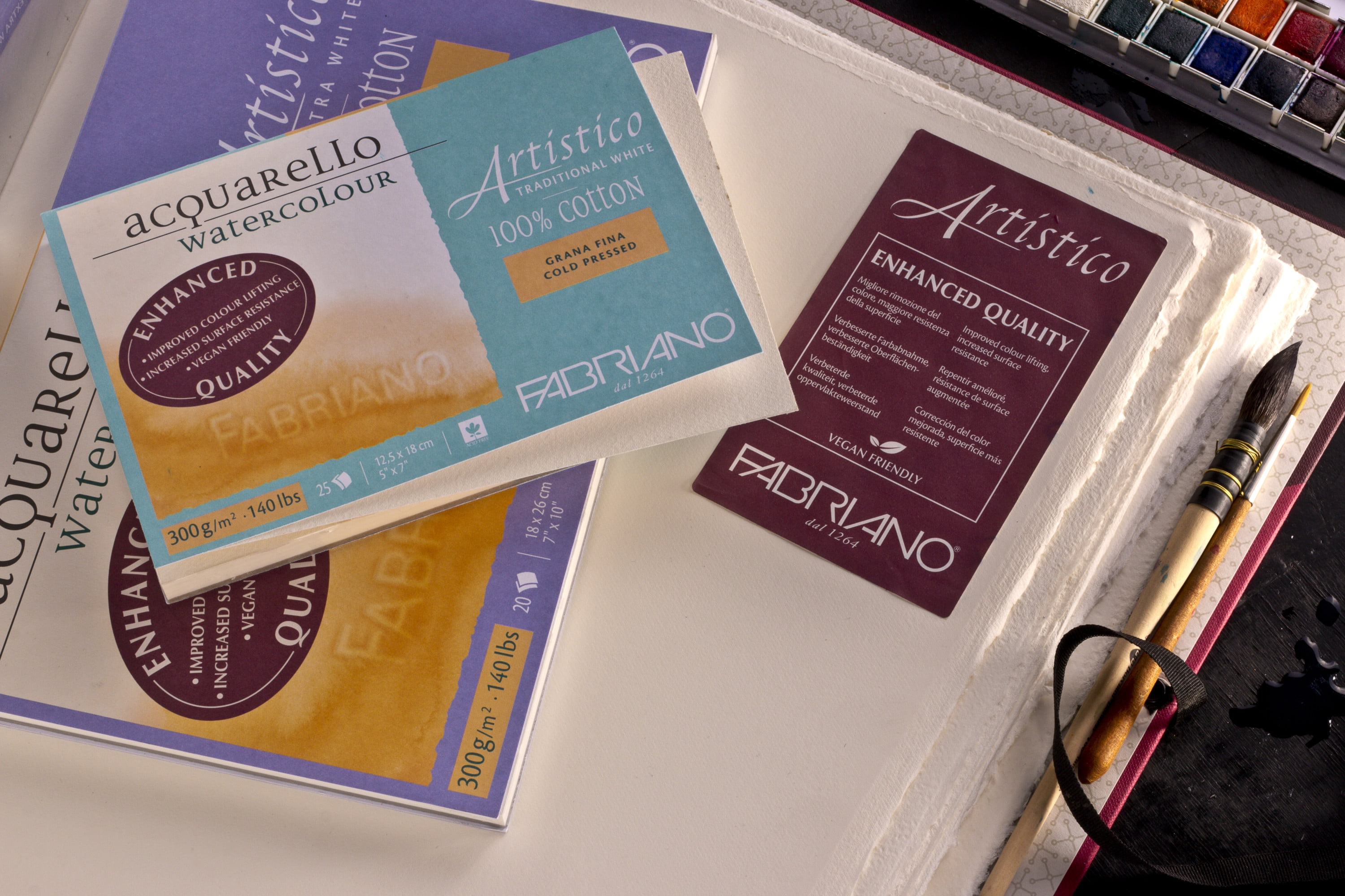 Fabriano Artistico Traditional White Watercolor Block, 140 lb./300 gsm, Cold Press, 20 Sheets, 12" x 18"