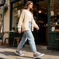thumbnail image 5 of Women’s Grey Plaid LowTop Canvas Sneakers Lightweight Lace‑Up Casual Walking Flat Shoes for Daily Street Wear, 5 of 6
