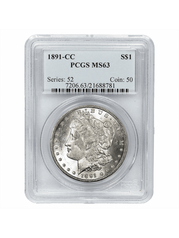 US Mint 1891-CC Morgan Silver Dollar Coin $1 PCGS MS 63