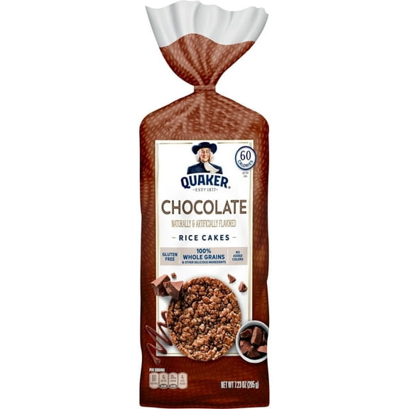(4packs)-Quaker Rice Cakes, Whole Grain Chocolate, Gluten Free, 7.23 oz-Made with Whole Grain Brown Rice
