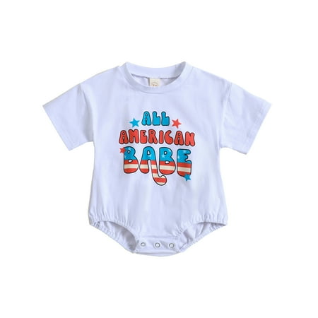

4th of July American Baby Girl Boy Romper Short Sleeve Summer Bodysuit Independence Day Clothes