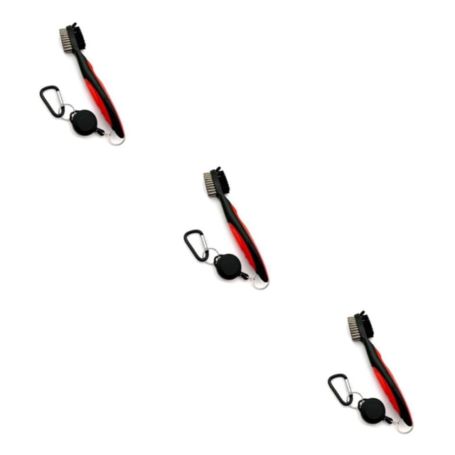 Greeniant Cepillo para palos de Golf acero inoxidable PP telescópico doble cara Rojo sin tapa