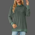 thumbnail image 2 of Lenpel Women's Long Sleeve Tunic Tops Turtleneck Side Split Soft Casual Pullover Tops Fall Fashion Sweatshirts, 2 of 6