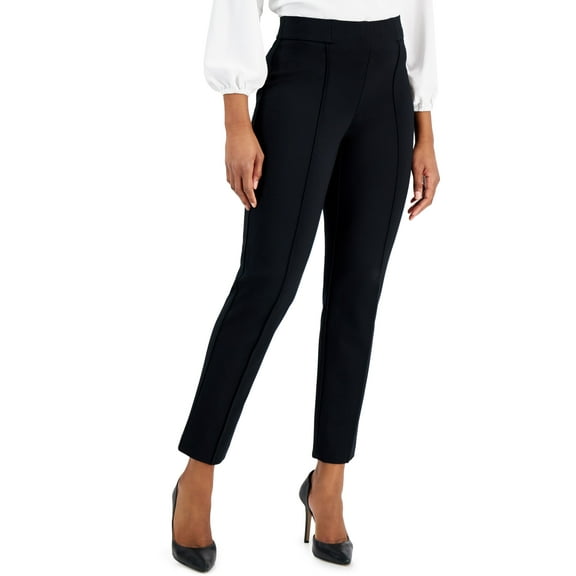 Alfani Seamed High Rise Pull On Pants Deep Black L