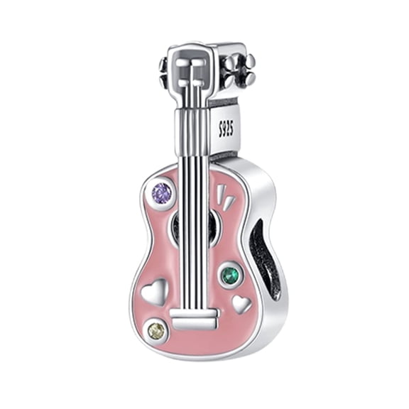 ROSIANNA 925 Sterling Silver Charm for Bracelets Love My Guitar Charms Women Bracelet Charm