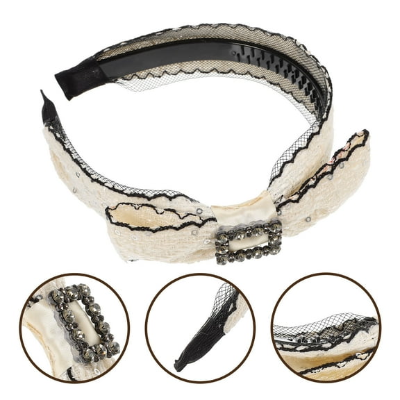 PAMINGONO 1Set White Bow Headbands for Women and Teen Girls Stylish Appearance Prom