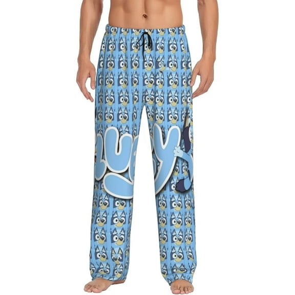 Zofaai Bluey Pattern Men's Trousers, Elastic Waistband with Pockets, Pajama Pants, Home Wear-Small