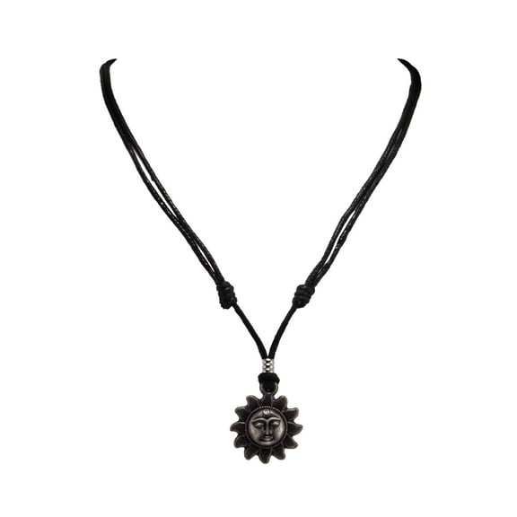 BlueRica Sun Pendant on Adjustable Black Cord Necklace