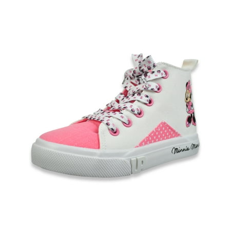 

Disney Minnie Mouse Girls GroundUp Side-Zip Hi-Top Sneakers - white 7 toddler