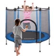 thumbnail image 1 of Trampolín para niños con Red De Seguridad Brincolín Infantil De 55 Pulgadas Brincolines De Niños para Fiestas Trampolin con Postes Acolchados para Interiores y Exteriores Azul, 1 of 4