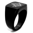 thumbnail image 2 of IP Black(Ion Plating) Stainless Steel Ring with No Stone for Women Masonic Theme No Stone Stone Color Style TK2371 Size 9, 2 of 3