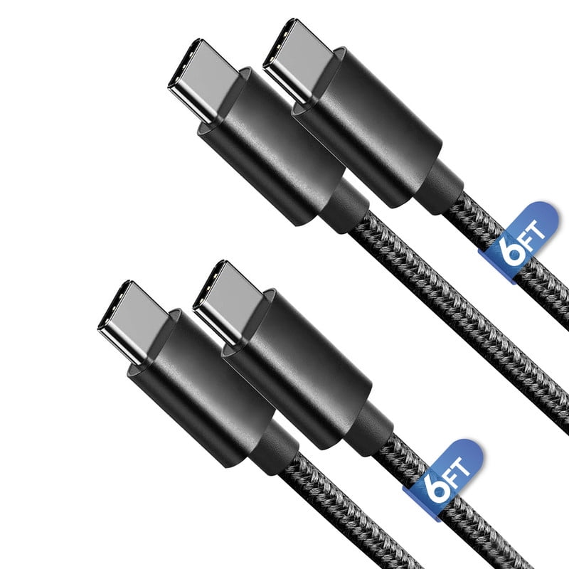 TTech 2 Pack USB-C to USB-C Charging Cable Fast Charger Compatible with iPhone 17, 16, 15 Pro Max Plus, iPad, AirPods, Car Play / Samsung Galaxy S26 S25 S24 Ultra, Universal Type-C (60W, 6ft, Black)