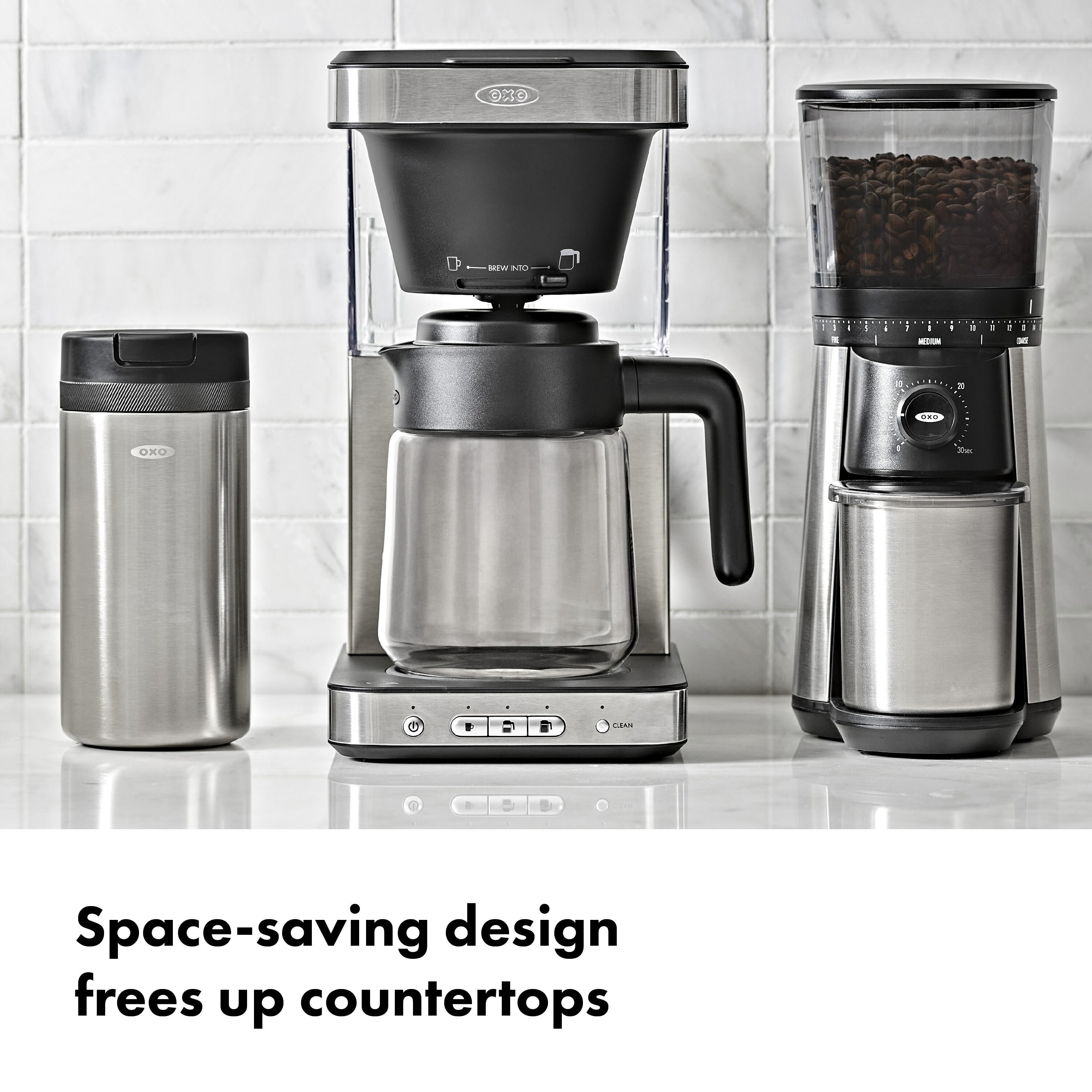 OXO Brew 8Cup Coffee Maker with Podless SingleServe and Glass Carafe