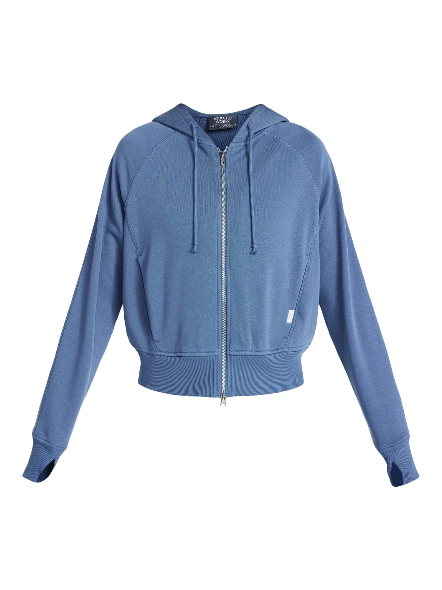 Athletic Works Women's Mineral Wash French Terry Cropped Zip Hoodie, Size XS-XXXL