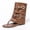 Brown, variant on Women's Gladiator Flat Sandals Summer Open Toe Ankle Buckle Strap Flip Flops Shoes Fashion Travel Leather Knee High Boots Khaki Size 8