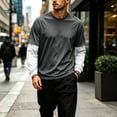 thumbnail image 2 of Dwelliawo Mens Layered Shirt Long Sleeve Fake 2-Piece Casual Athletic Pullover Trendy Basic Crewneck Comfortable Workout T Shirts Dark Gray S, 2 of 5