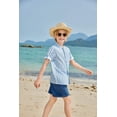 thumbnail image 5 of Arshiner Boys 2 Pieces Set Casual Short Sleeve Blue Stripe Shirt and Navy Shorts Summer Matching Outfits 9-10 Years, 5 of 8