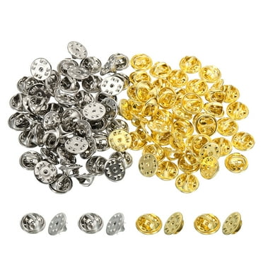 Uxcell Pin Backs Metal Lapel Pin Backing Enamel Pin Brooch Holder Decorative Accessories Silver Gold Tone 100 Pack