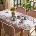 thumbnail image 3 of Watercolor Flowers Table Cloths for 6 Foot Rectangle Tables, Spring Hummingbird Butterflly Floral Patio Waterproof Elastic Fitted Tablecloths, Washable Rectangular Table Cover for Camping, 3 of 8