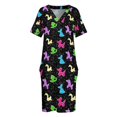 thumbnail image 3 of Vestido holgado de bolsillo negro con estampado clásico de animales y globos. Vestido de verano para mujer. Vestidos largos., 3 of 6