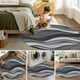thumbnail image 6 of 7Ft Round Rug, Black Grey Ombre Non-Skid Rubber Backing Large Area Rugs - Living Room Bedroom Home Office, Modern Abstract Moire Art Geometric Indoor Floor Mat Carpets Washable Rug, 6 of 9