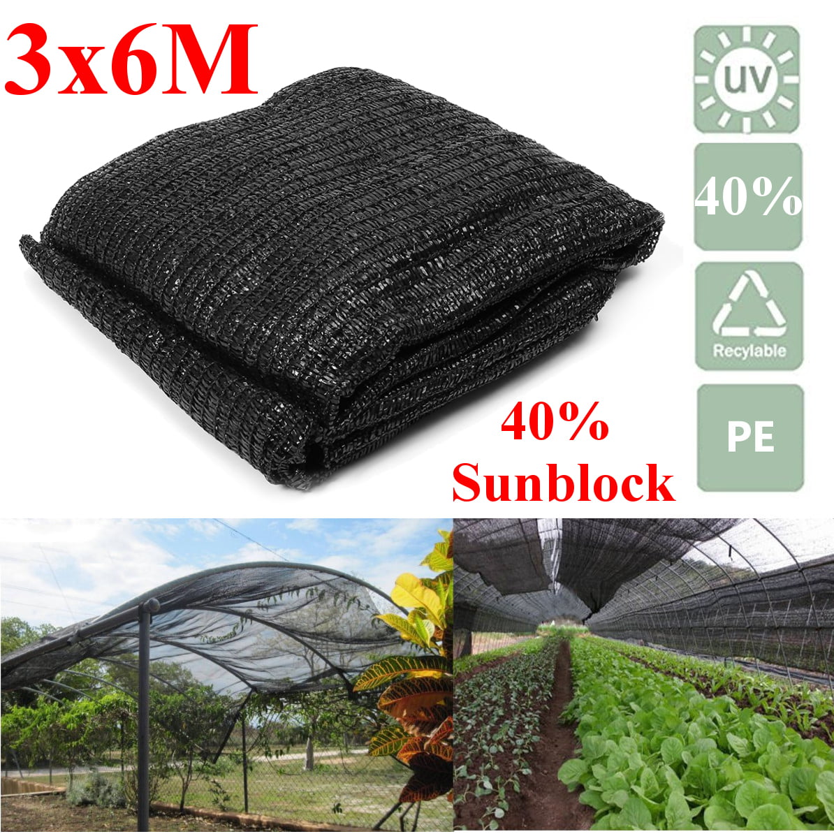 40% Sunblock Shade Cloth UV Resistant for Plant Cover Greenhouse Barn 9.8x19.7FT 