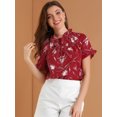 thumbnail image 3 of INSPIRE CHIC Top De Blusa Campesina De Manga Corta Con Volantes Y Cuello Con Lazo Floral Para Mujer Rojo L, 3 of 6