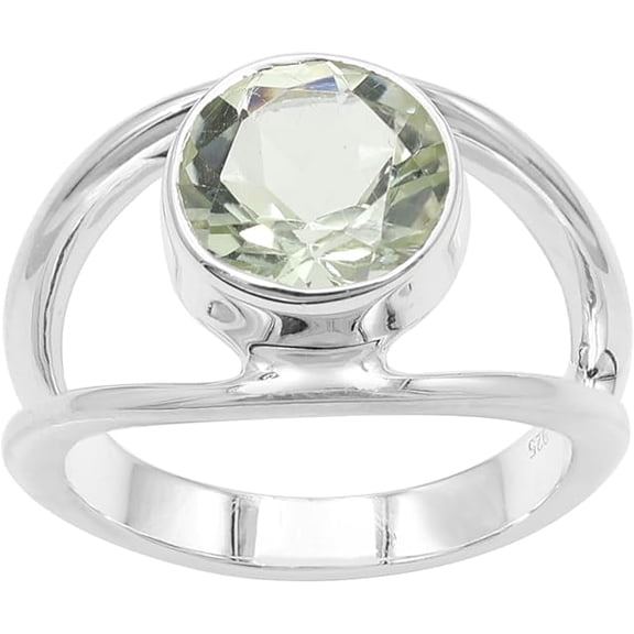 JAY JOOLS 925 Silver Ring For Women, Green Amethyst Gemstone Handmade Jewelry