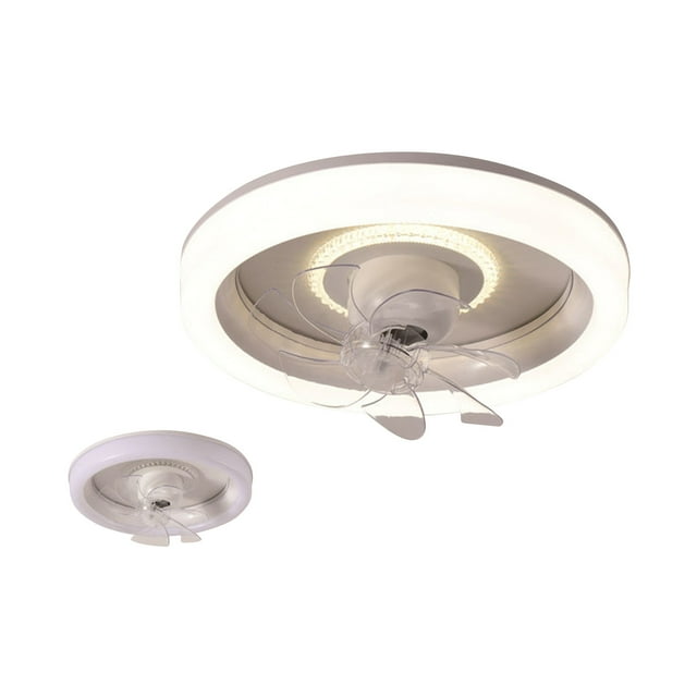 White Ceiling Fan Light 360 Degree Oscillating Remote Control 18.90X18.90X7.48 Inch For Bedroom Restaurant Quiet Timer Function Led