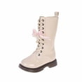 thumbnail image 2 of LYHao Winter Girls Knee High Boots Leather Boots With Side Zipper Non Slip Sole For Teen Youth Children ,Girls Boots Sizes 8 Beige(2-2.5 Years), 2 of 6