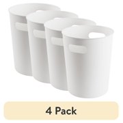 (4 pack) Basic Plastic 2.64 Gallon Wastebasket in White for Bathroom, Bedroom or Office