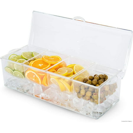 

Cocktailer Clear 4 Tray Condiment Server Chilled Condiment Tray Garnish Station Serving Bartending And Restaurant Supplies