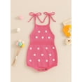 thumbnail image 5 of Yunliwuli Baby Girl Summer Romper Cute Crochet Flower Sleeveless Tie Strap Bodysuit Newborn Playsuit, 5 of 10