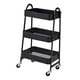 thumbnail image 2 of Carrito con ruedas de 3 niveles, carrito de almacenamiento de metal, carrito organizador multifunción para oficina, baño y cocina Negro, 2 of 8