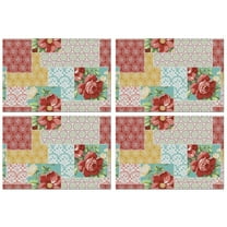 Pioneer Flower Floral Print Pattern Summer Placemats Table Placemats Set Of 4-Linen Kitchen Washable Placemats Table Mats 12x18 Inch Non-Slip Heat Resistant