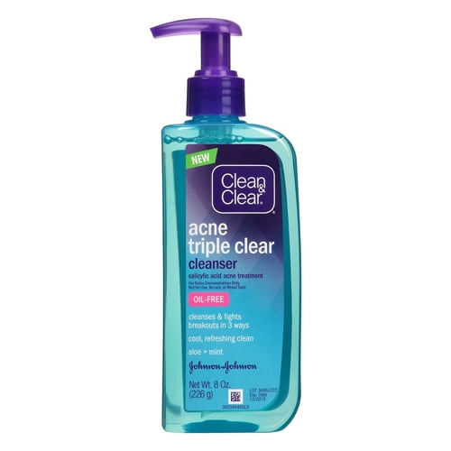 Clean And Clear Acne Triple Clear facial Cleanser Gel, 8 oz Walmart