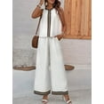 thumbnail image 6 of Womens 2 Piece Outfits Linen Sets Sleeveless Button Vest Wide Leg Pants Matching Lounge Set White S, 6 of 7