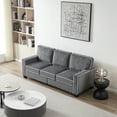 thumbnail image 6 of DEALTOPS Modern Sectional Sofa Corduroy Upholstered Sleeper Sofa Couch 3 Seater Sofa Chair for Living Room - Gray, 6 of 8