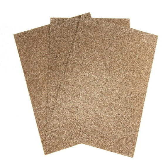 Self-Adhesive Glitter EVA Foam Sheet, 8-Inch x 12-Inch, 3-Piece, Coffee