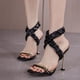 thumbnail image 4 of Sandalias de tacón alto con adornos de metal y punta cuadrada plisada sexy para mujer Wmkox8yii  hfjk3478, 4 of 4