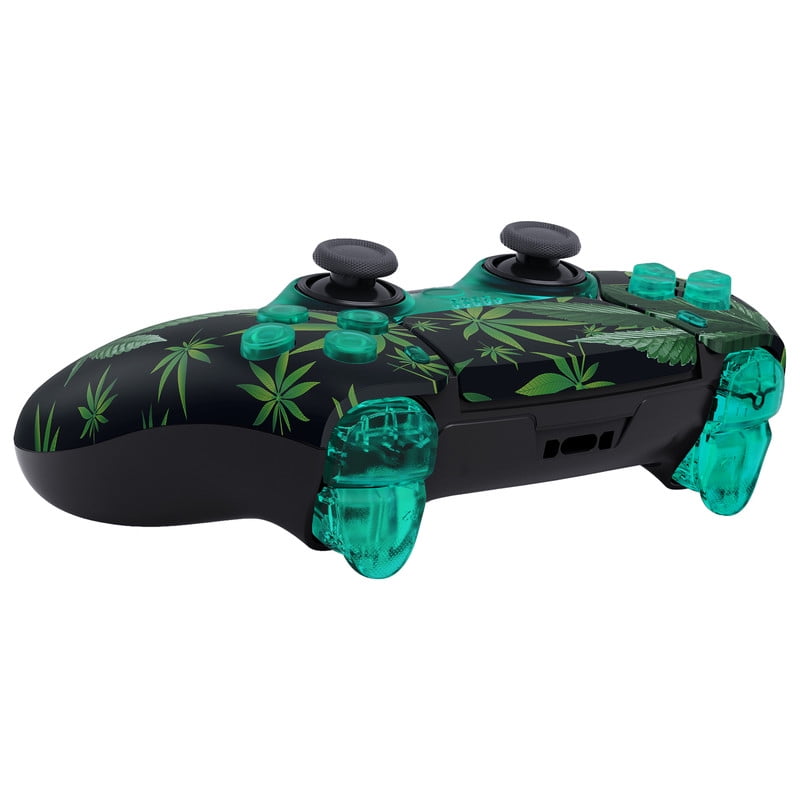 eXtremeRate Full Set Shell with Buttons Touchpad Cover Compatible with p s 5 Edge Controller, Green Weeds Replacement Decorative Trim Shell Front Back Plates Compatible with p-s-5 Edge Controller