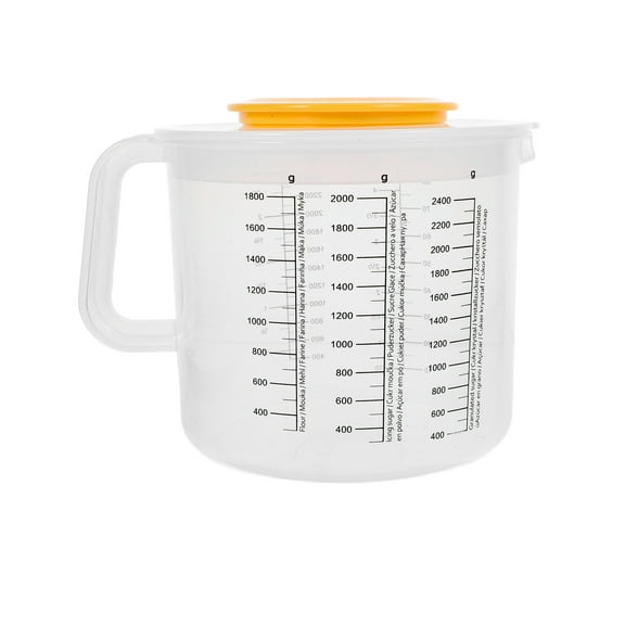 LEORX 1 Pc Plastic Measuring Bowl with Lid White for Kitchen Use and Food Preparation