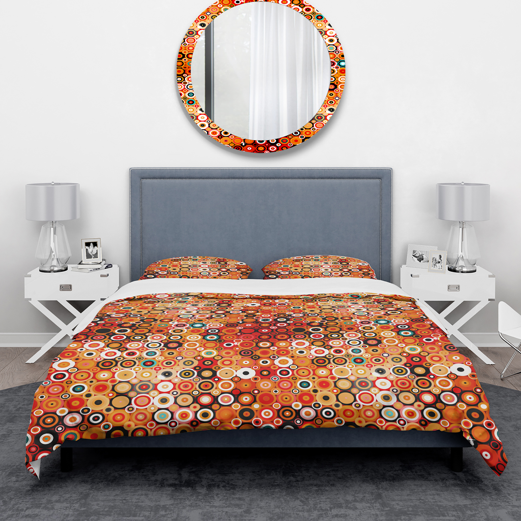 Designart 'Disco Style Pattern with Dots & Circles' Modern & Contemporary Duvet Cover Set