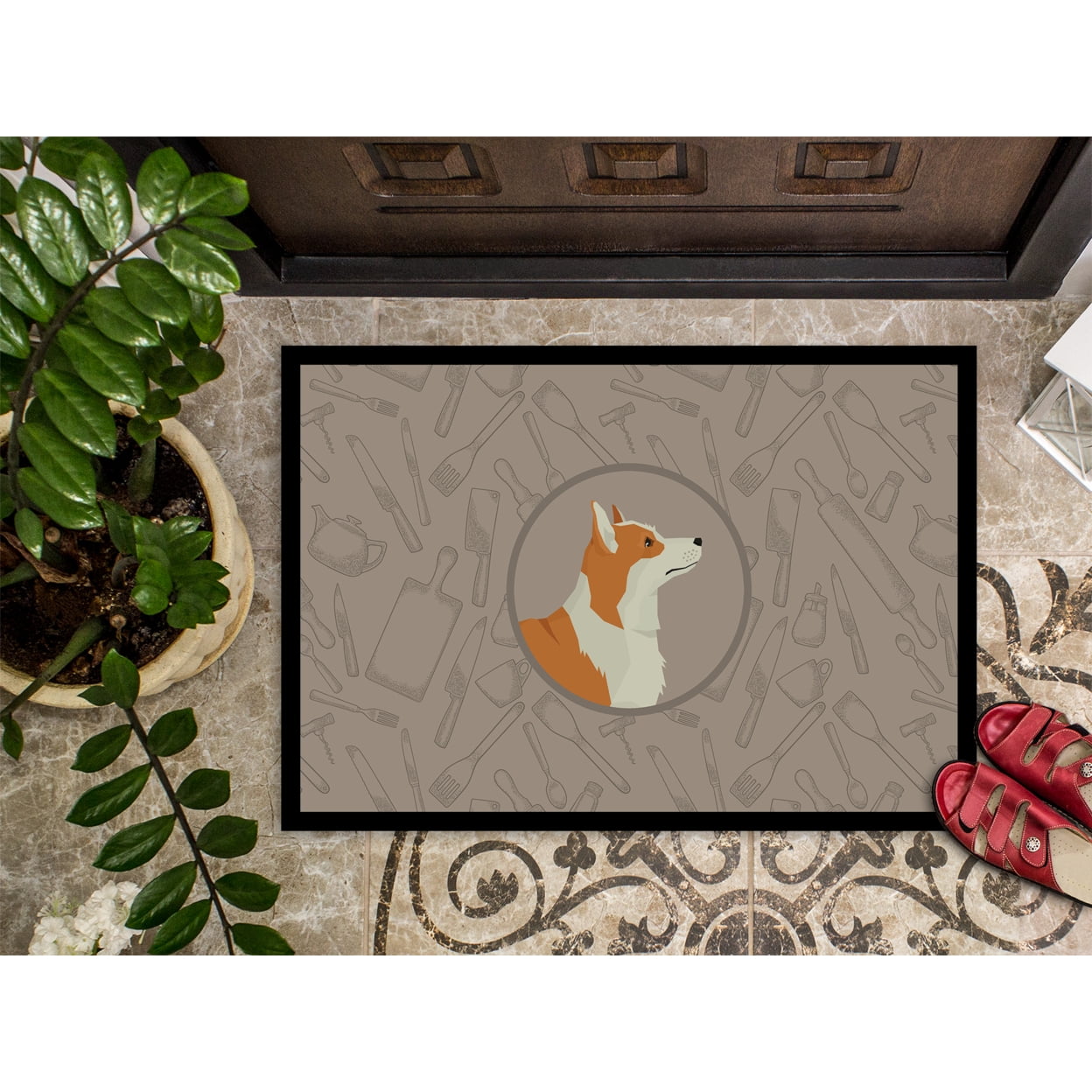 Carolines Treasures CK2201JMAT Pembroke Corgi In the Kitchen Door Mat Indoor Rug or Outdoor Welcome Mat 24x36 Doormat