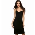 thumbnail image 1 of Combinaison Intégrale pour Femmes en Mélange de Coton, Col en V, Robe Droite, Vêtement de Nuit, P, Noir, 1 of 1