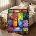 thumbnail image 6 of Four Seasons Tree Throw Blankets,Patchwork Tree Art Blanket,Soft Lightweight Blanket for Couch,Sofa,Bedroom,39.3x27.6 Inch,Black, 6 of 7